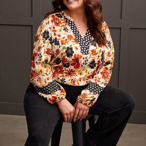 V neck plus blouse